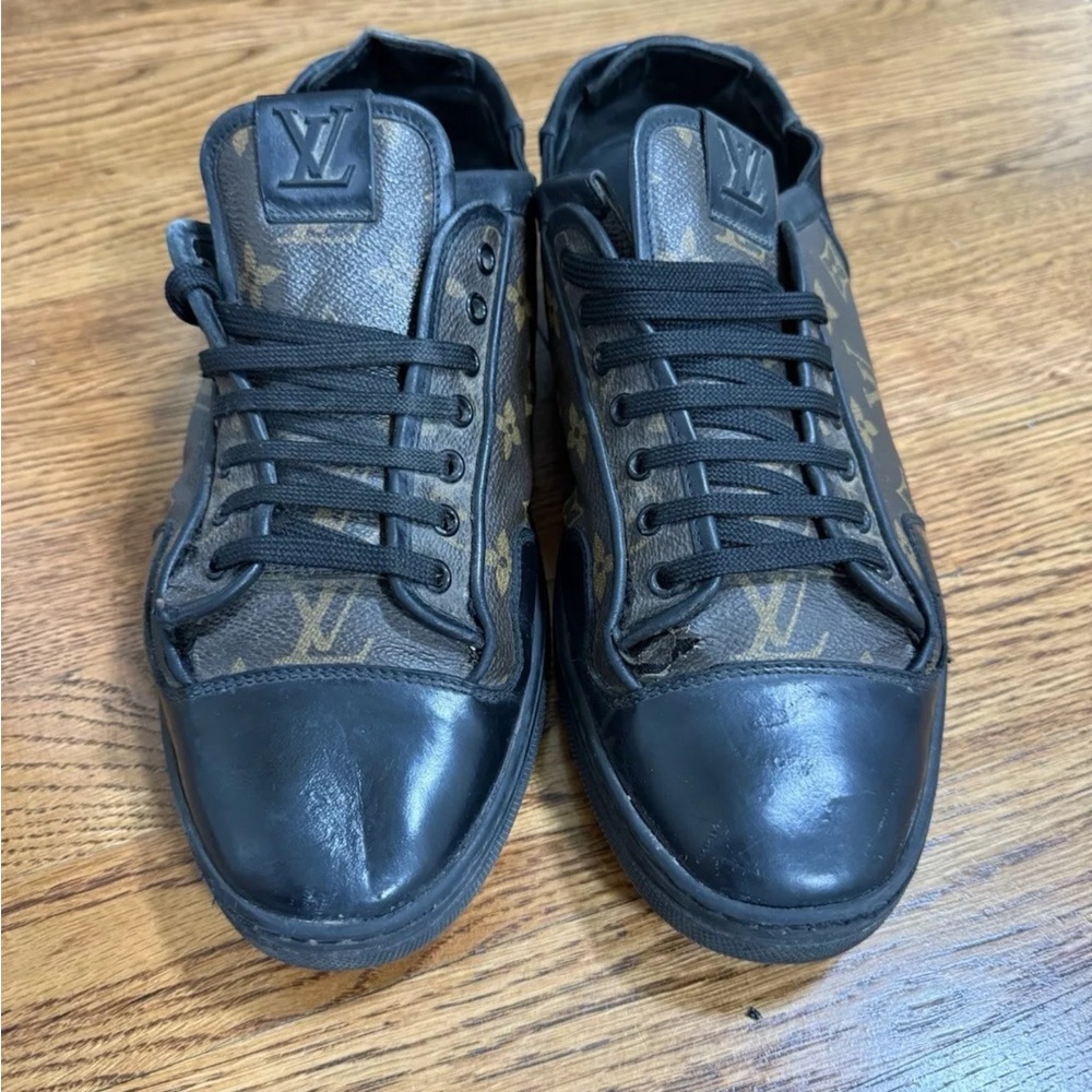 Louis Vuitton Calfskin Monogram Slalom Sneakers Brown Leather Men’s Size 9.5 - Picture 10 of 16